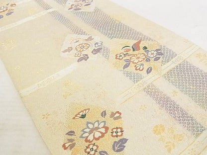 平和屋着物◎六通柄袋帯 唐織 花鳥文 金糸 正絹 逸品 AAAJ5816Apf