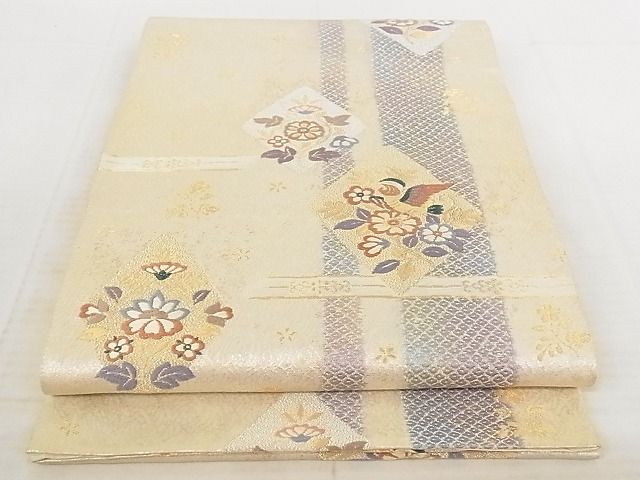 平和屋着物◎六通柄袋帯 唐織 花鳥文 金糸 正絹 逸品 AAAJ5816Apf