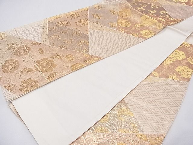 平和屋着物◎六通柄袋帯 切嵌吉祥花文 金糸 逸品 CAAG0717fb