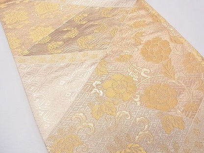 平和屋着物◎六通柄袋帯 切嵌吉祥花文 金糸 逸品 CAAG0717fb