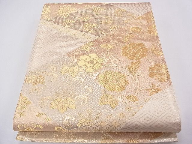 平和屋着物◎六通柄袋帯 切嵌吉祥花文 金糸 逸品 CAAG0717fb