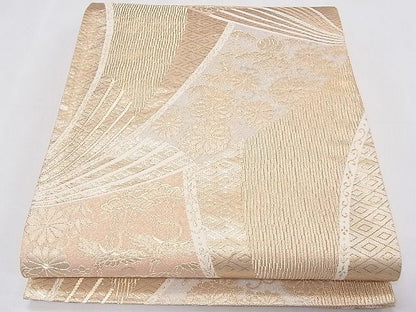 平和屋着物◎六通柄袋帯 唐織 扇面吉祥花文 金糸 逸品 CAAG0776fb