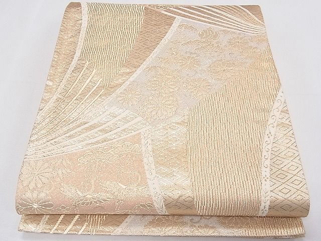 平和屋着物◎六通柄袋帯 唐織 扇面吉祥花文 金糸 逸品 CAAG0776fb