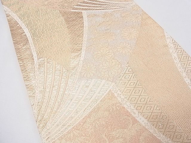平和屋着物◎六通柄袋帯 唐織 扇面吉祥花文 金糸 逸品 CAAG0776fb