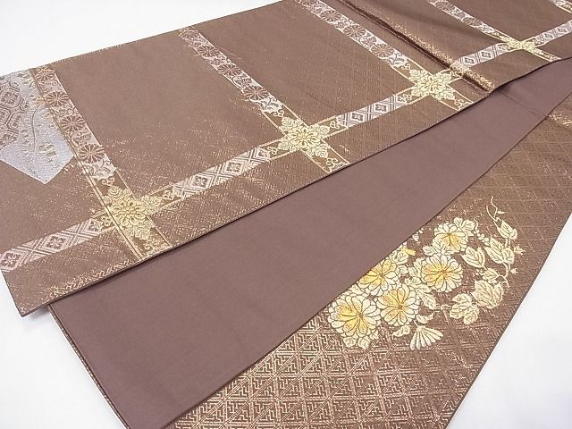平和屋着物◎太鼓柄袋帯 唐織 地紙花文 金糸 逸品 CAAG8802fb