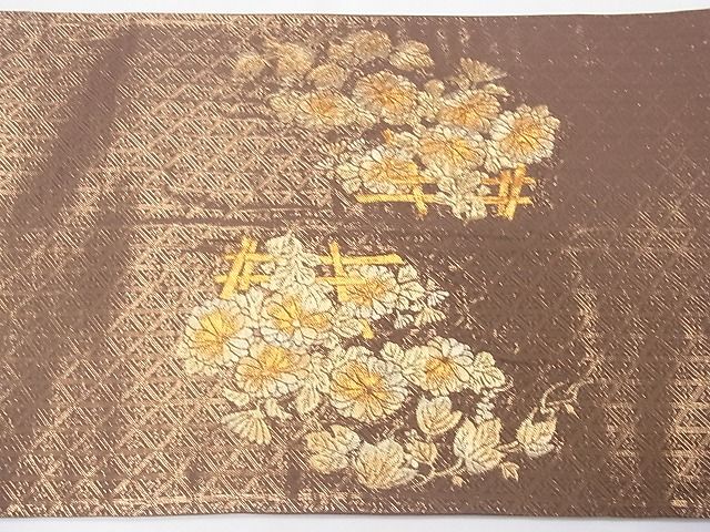 平和屋着物◎太鼓柄袋帯 唐織 地紙花文 金糸 逸品 CAAG8802fb