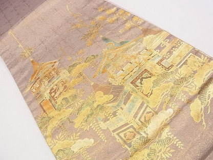 平和屋着物■太鼓柄袋帯 鉾枝松文 金銀彩 逸品 CAAG2090eg