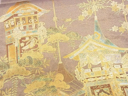 平和屋着物■太鼓柄袋帯 鉾枝松文 金銀彩 逸品 CAAG2090eg