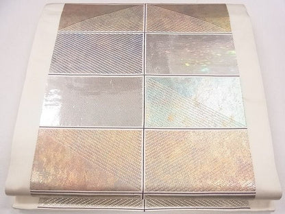 平和屋着物■六通太鼓柄袋帯 市松鱗文 金銀彩 引箔 逸品 CAAG2149eg