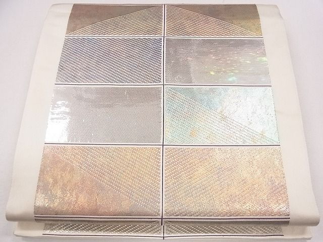 平和屋着物■六通太鼓柄袋帯 市松鱗文 金銀彩 引箔 逸品 CAAG2149eg