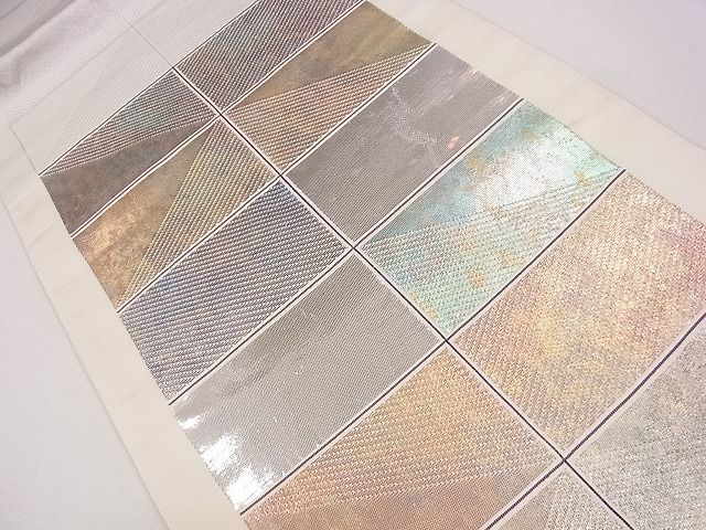 平和屋着物■六通太鼓柄袋帯 市松鱗文 金銀彩 引箔 逸品 CAAG2149eg