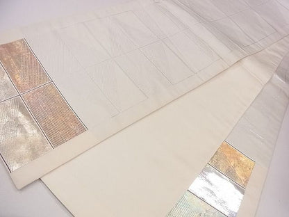 平和屋着物■六通太鼓柄袋帯 市松鱗文 金銀彩 引箔 逸品 CAAG2149eg