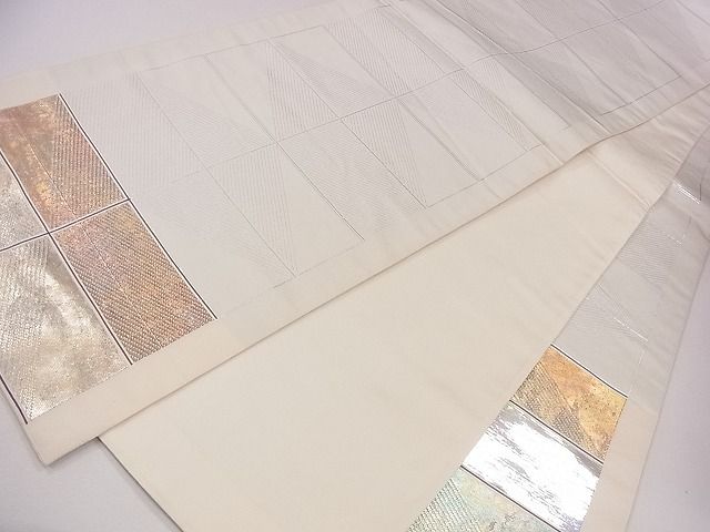 平和屋着物■六通太鼓柄袋帯 市松鱗文 金銀彩 引箔 逸品 CAAG2149eg