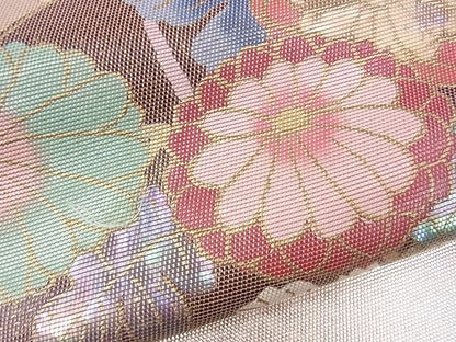平和屋着物■太鼓柄袋帯 螺鈿箔 遠山エ霞草花文 金銀彩 逸品 CAAG2180eg