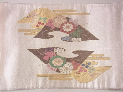 平和屋着物■太鼓柄袋帯 螺鈿箔 遠山エ霞草花文 金銀彩 逸品 CAAG2180eg