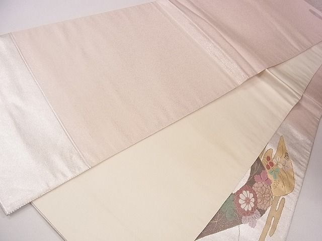 平和屋着物■太鼓柄袋帯 螺鈿箔 遠山エ霞草花文 金銀彩 逸品 CAAG2180eg
