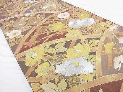 平和屋着物■六通柄袋帯 刺繍 籬花文 金彩 逸品 DAAG8028az