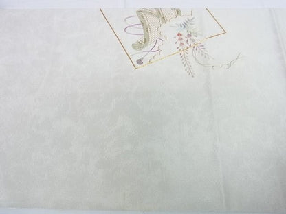 平和屋着物■太鼓柄袋帯 駒刺繍 総刺繍 吉祥地紙風景花文 金銀糸 逸品 DAAG8054az