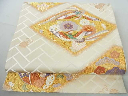 平和屋着物◎六通柄袋帯 唐織 鳳凰花菱文 金糸 逸品 DAAE9882ar