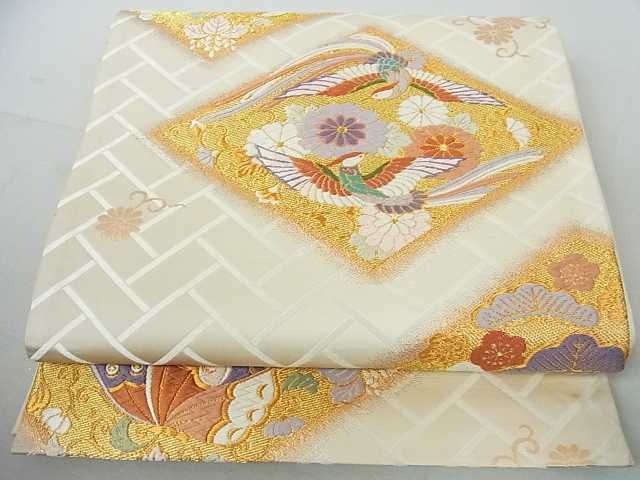 平和屋着物◎六通柄袋帯 唐織 鳳凰花菱文 金糸 逸品 DAAE9882ar