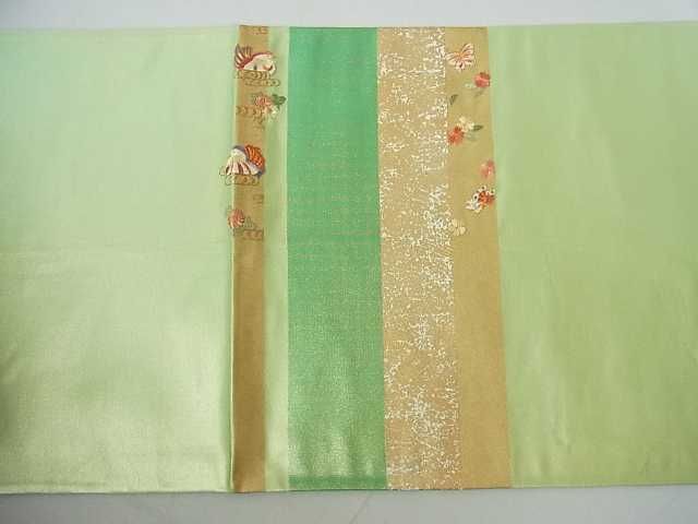 平和屋着物◎六通太鼓柄袋帯 刺繍 鴛鴦花蝶間道 金糸 逸品 DAAE9885ar