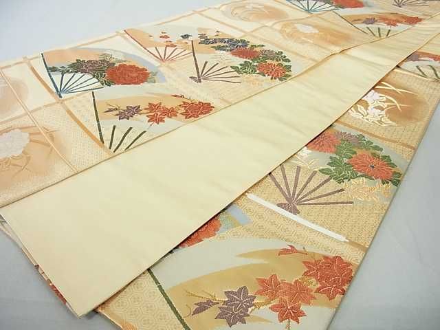 平和屋着物◎六通柄袋帯 扇草花文 金銀糸 逸品 DAAE9892ar