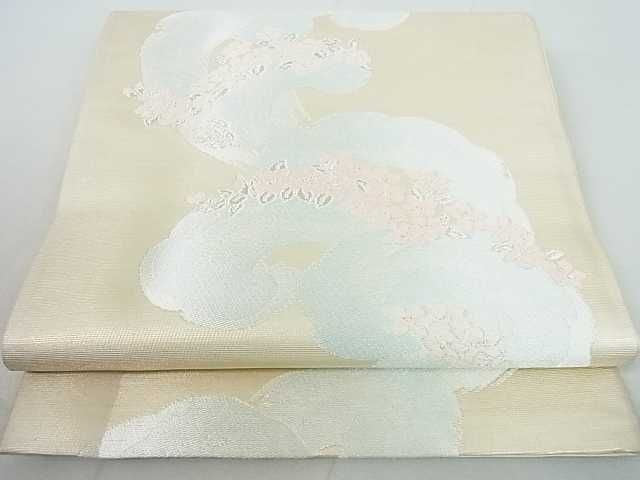 平和屋着物◎六通柄袋帯 立波草花文 銀糸 逸品 DAAE9916ar