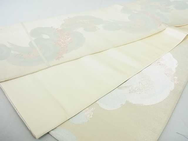平和屋着物◎六通柄袋帯 立波草花文 銀糸 逸品 DAAE9916ar