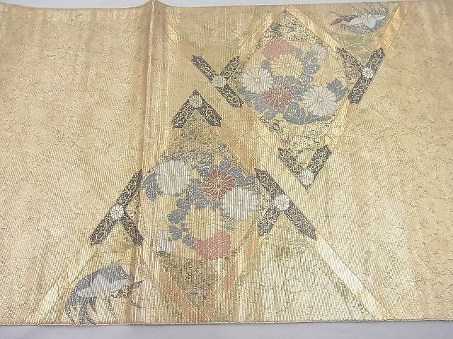 平和屋着物■太鼓柄袋帯 螺鈿箔 菱天井花丸文 金彩 引箔 逸品 BAAH7826ea