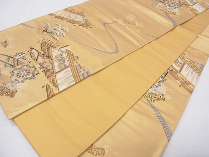 平和屋着物◎六通柄袋帯 唐織 御殿御所車 九百錦 金糸 逸品 CAAG8836fb