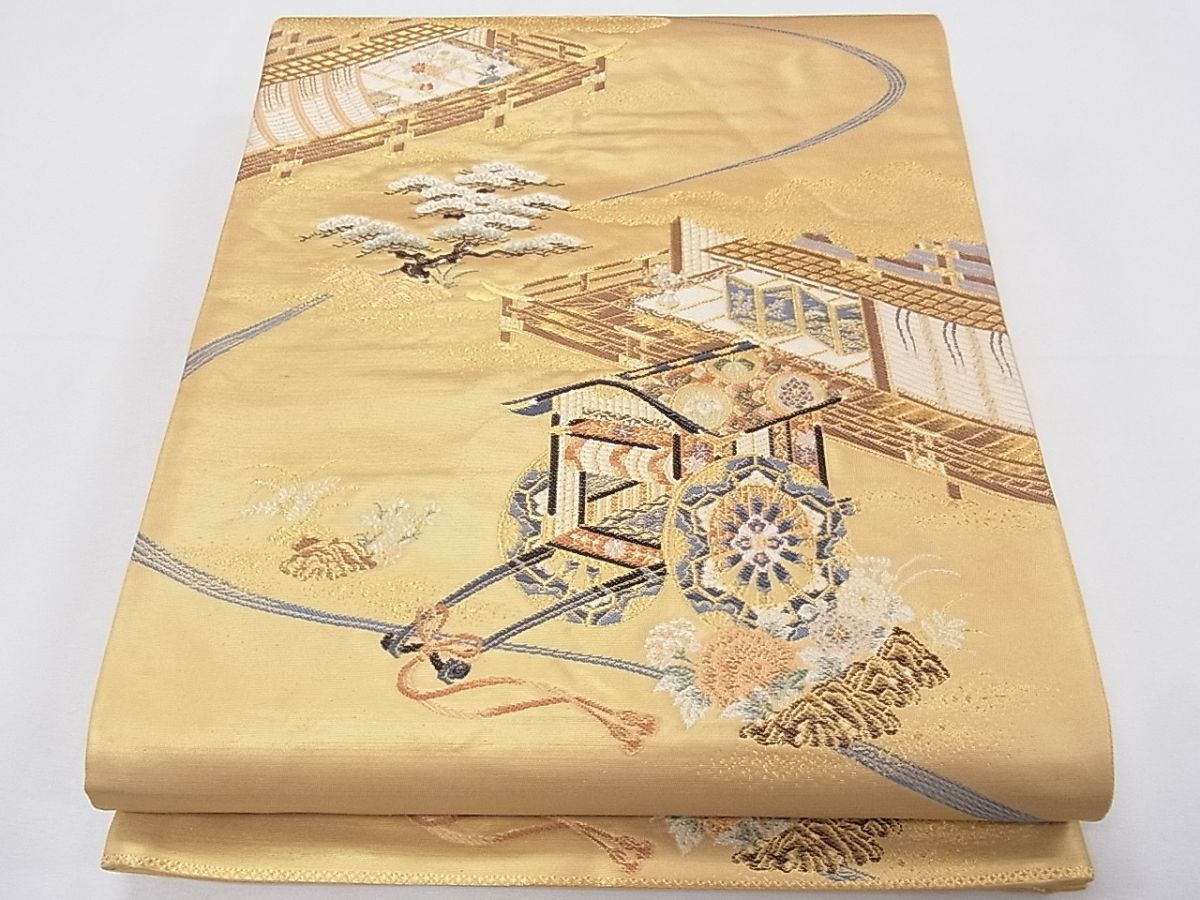平和屋着物◎六通柄袋帯 唐織 御殿御所車 九百錦 金糸 逸品 CAAG8836fb