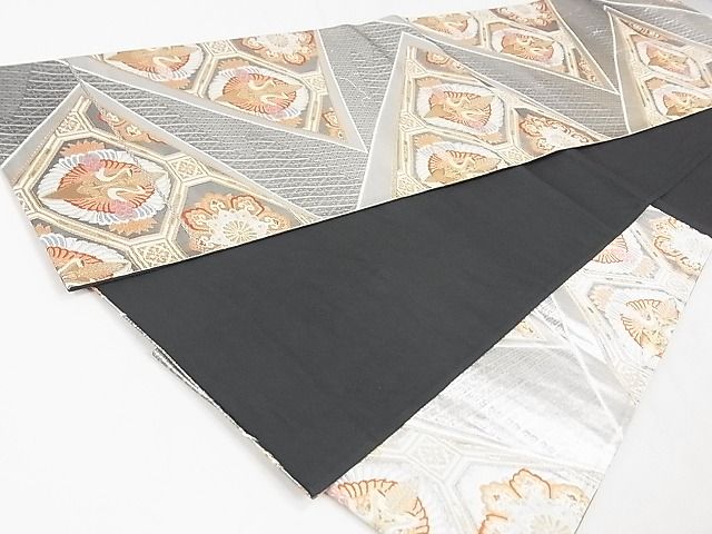 平和屋着物◎六通柄袋帯 唐織 向かい鶴花文 金糸 逸品 DAAH0577cm