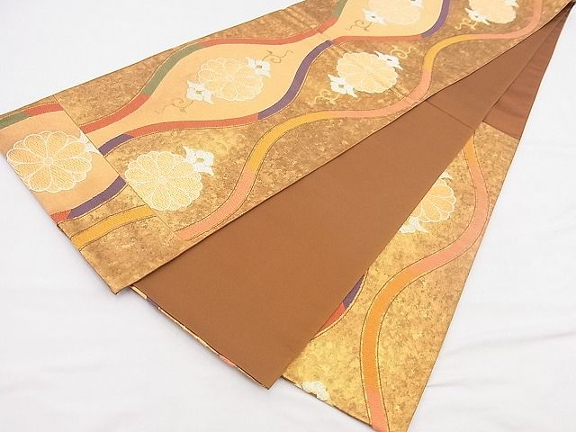 平和屋着物◎六通柄袋帯 唐織 色段立涌文 引箔 逸品 BAAH4474kj