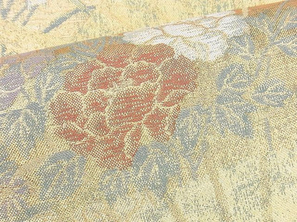 平和屋着物◎佐賀錦 六通柄袋帯 扇面秋草文 金糸 逸品 BAAH4497kj