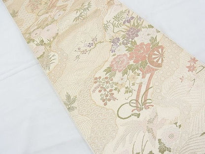 平和屋着物◎六通柄袋帯 道長鳳凰花車文 金糸 逸品 BAAH4550kj