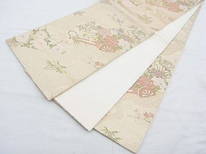 平和屋着物◎六通柄袋帯 道長鳳凰花車文 金糸 逸品 BAAH4550kj