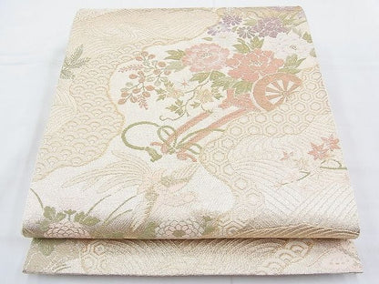 平和屋着物◎六通柄袋帯 道長鳳凰花車文 金糸 逸品 BAAH4550kj