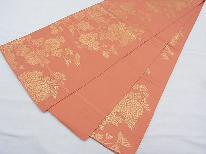 平和屋着物◎全通柄 本袋帯 菊 金糸 逸品 BAAH4568kj
