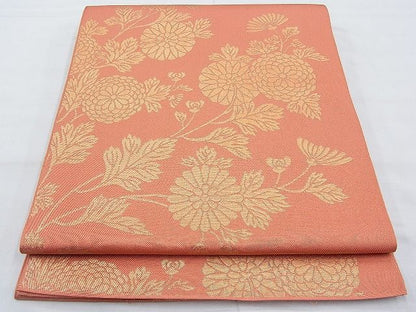 平和屋着物◎全通柄 本袋帯 菊 金糸 逸品 BAAH4568kj