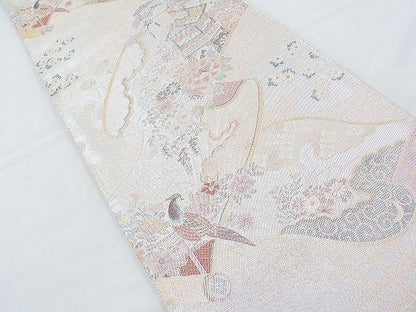 平和屋着物◎佐賀錦 六通柄袋帯 鉾花鳥絵巻 金銀糸 逸品 BAAH4562kj