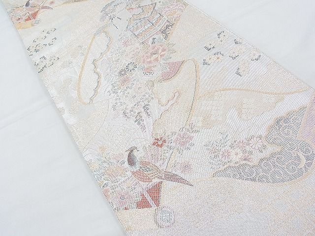平和屋着物◎佐賀錦 六通柄袋帯 鉾花鳥絵巻 金銀糸 逸品 BAAH4562kj