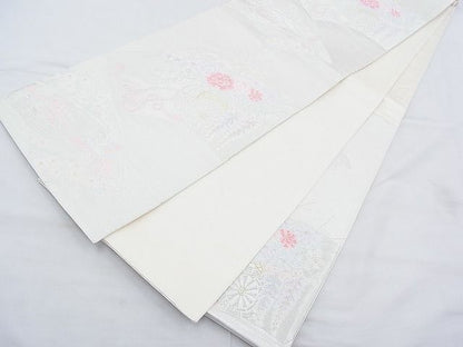 平和屋着物◎西陣 六通柄袋帯 唐織 地紙花車文 金銀糸 逸品 BAAH4578kj