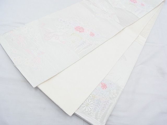 平和屋着物◎西陣 六通柄袋帯 唐織 地紙花車文 金銀糸 逸品 BAAH4578kj