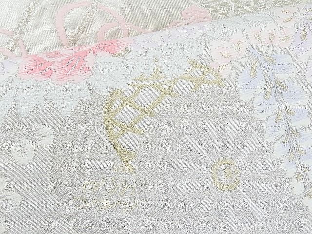 平和屋着物◎西陣 六通柄袋帯 唐織 地紙花車文 金銀糸 逸品 BAAH4578kj