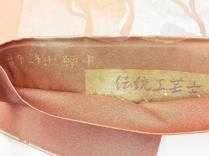 平和屋着物◎六通柄袋帯 牡丹紋 金彩 引箔 逸品 BAAH4589kj