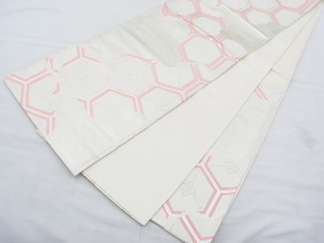平和屋着物◎六通柄袋帯 唐織 花菱亀甲 銀糸 逸品 BAAI1003kj