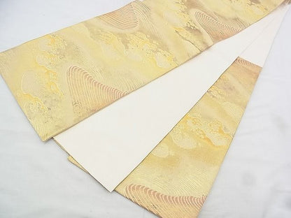 平和屋着物◎六通柄袋帯 立波文様 金糸 逸品 BAAI1011kj