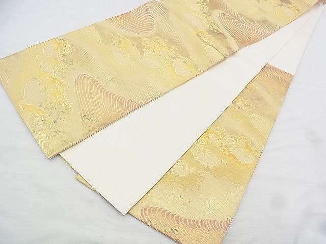 平和屋着物◎六通柄袋帯 立波文様 金糸 逸品 BAAI1011kj