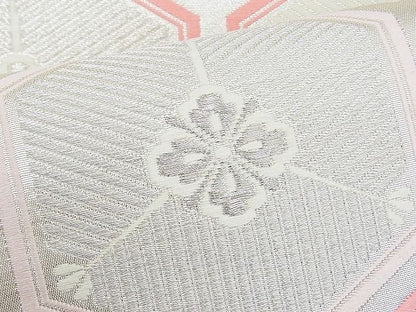 平和屋着物◎六通柄袋帯 唐織 花菱亀甲 銀糸 逸品 BAAI1003kj