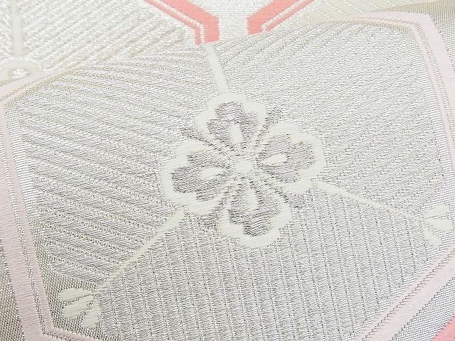 平和屋着物◎六通柄袋帯 唐織 花菱亀甲 銀糸 逸品 BAAI1003kj